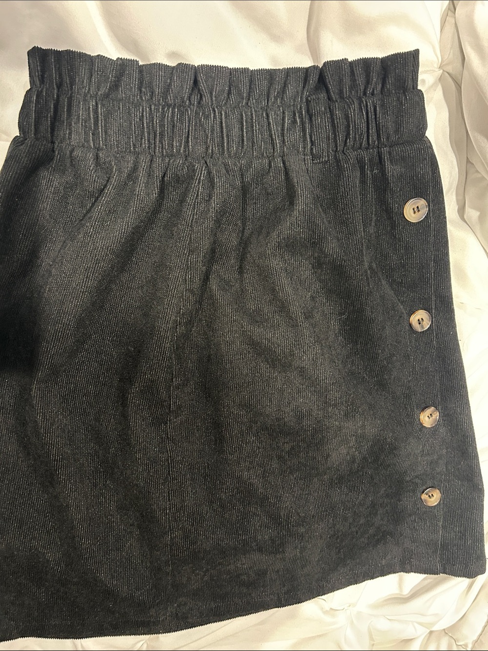 SHEIN Black Corduroy Button-Accent Girls Skirt